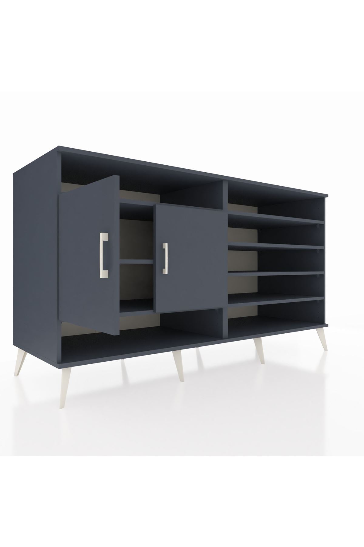 Kronos Konsol 7 Raflı 2 Kapaklı 176x59x99 Antrasit-Antrasit/Aytaşı