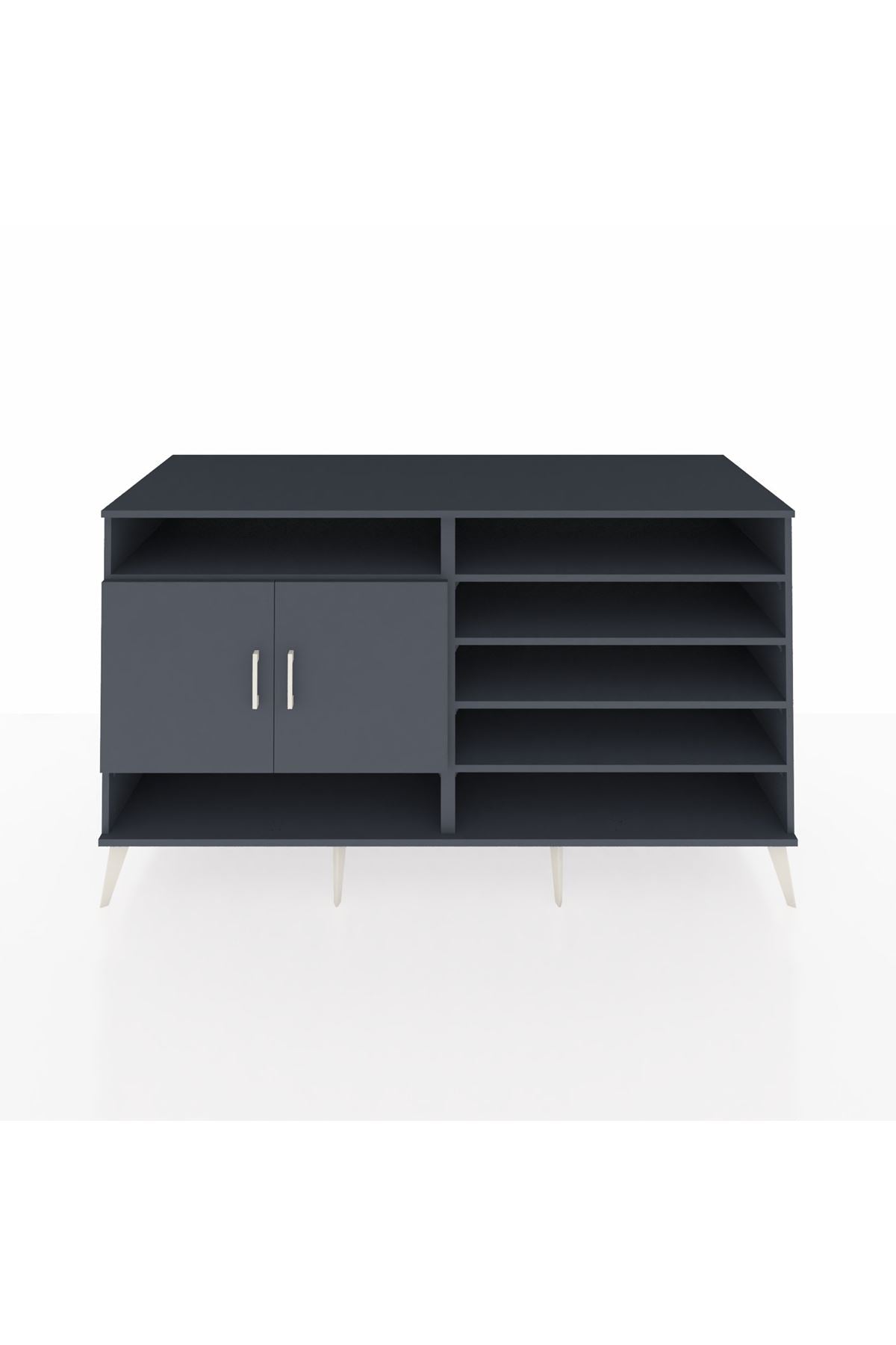 Kronos Konsol 7 Raflı 2 Kapaklı 176x59x99 Antrasit-Antrasit