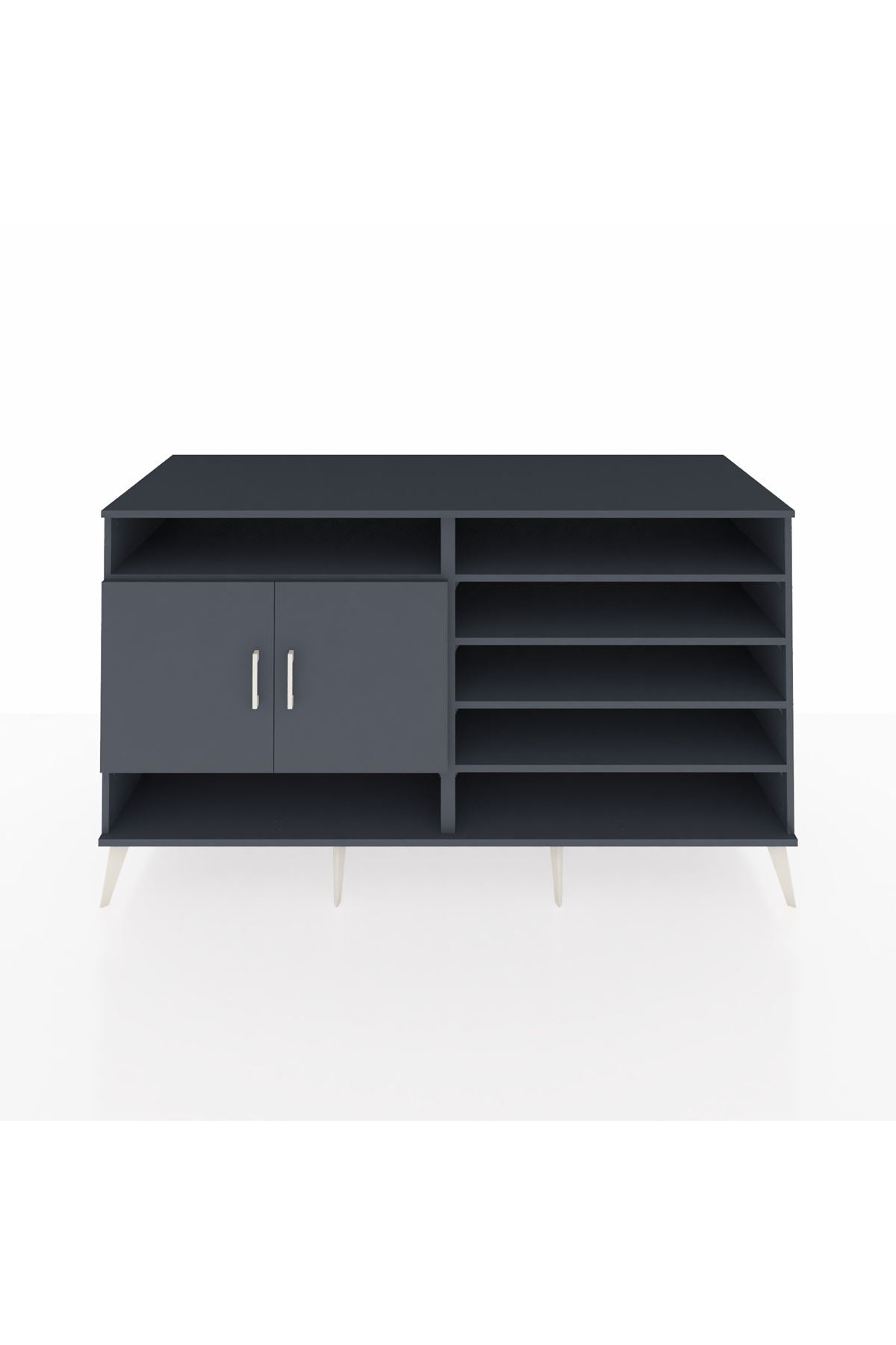 Kronos Konsol 7 Raflı 2 Kapaklı 176x59x99 Antrasit-Antrasit/Çam