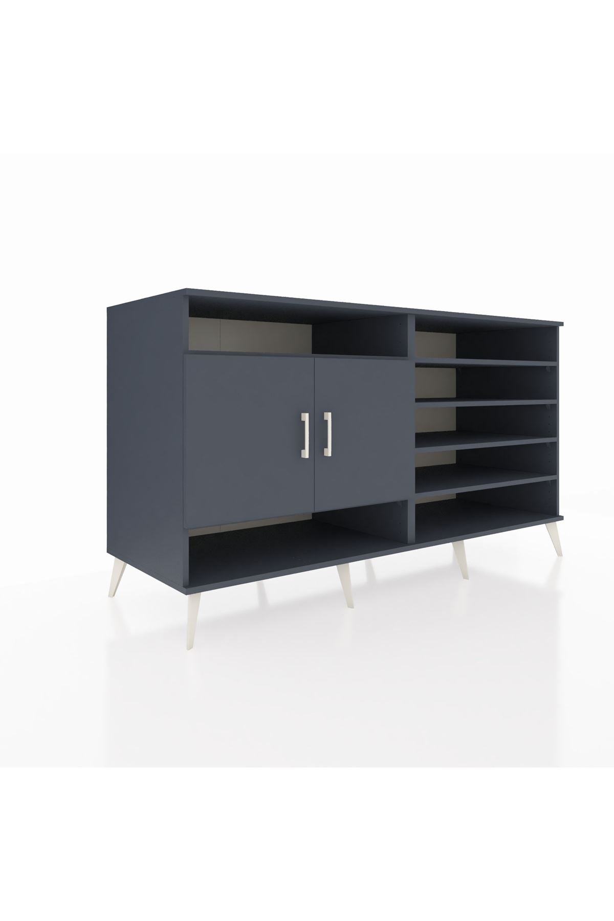 Kronos Konsol 7 Raflı 2 Kapaklı 176x59x99 Antrasit-Antrasit/Çam