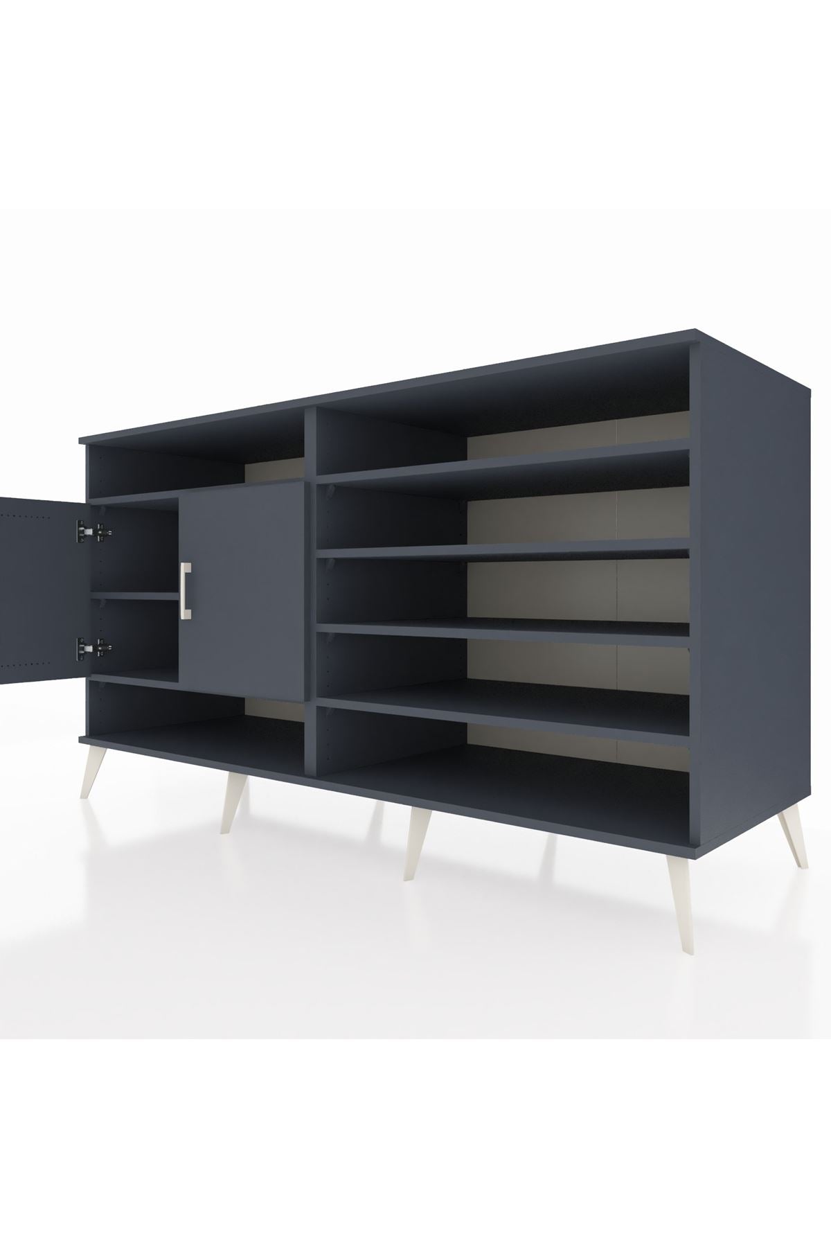 Kronos Konsol 7 Raflı 2 Kapaklı 176x59x99 Antrasit-Antrasit/Çam