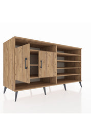 Kronos Konsol 7 Raflı 2 Kapaklı 176x59x99 Çam-Çam/Antrasit