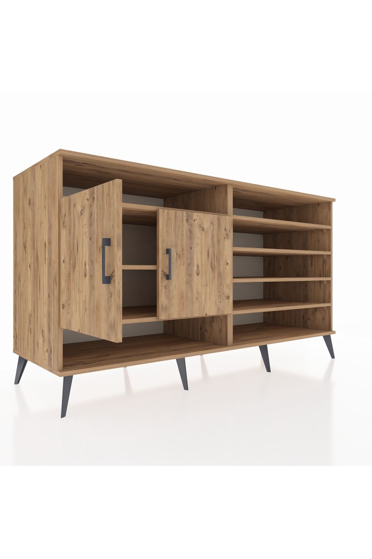 Kronos Konsol 7 Raflı 2 Kapaklı 176x59x99 Çam-Çam