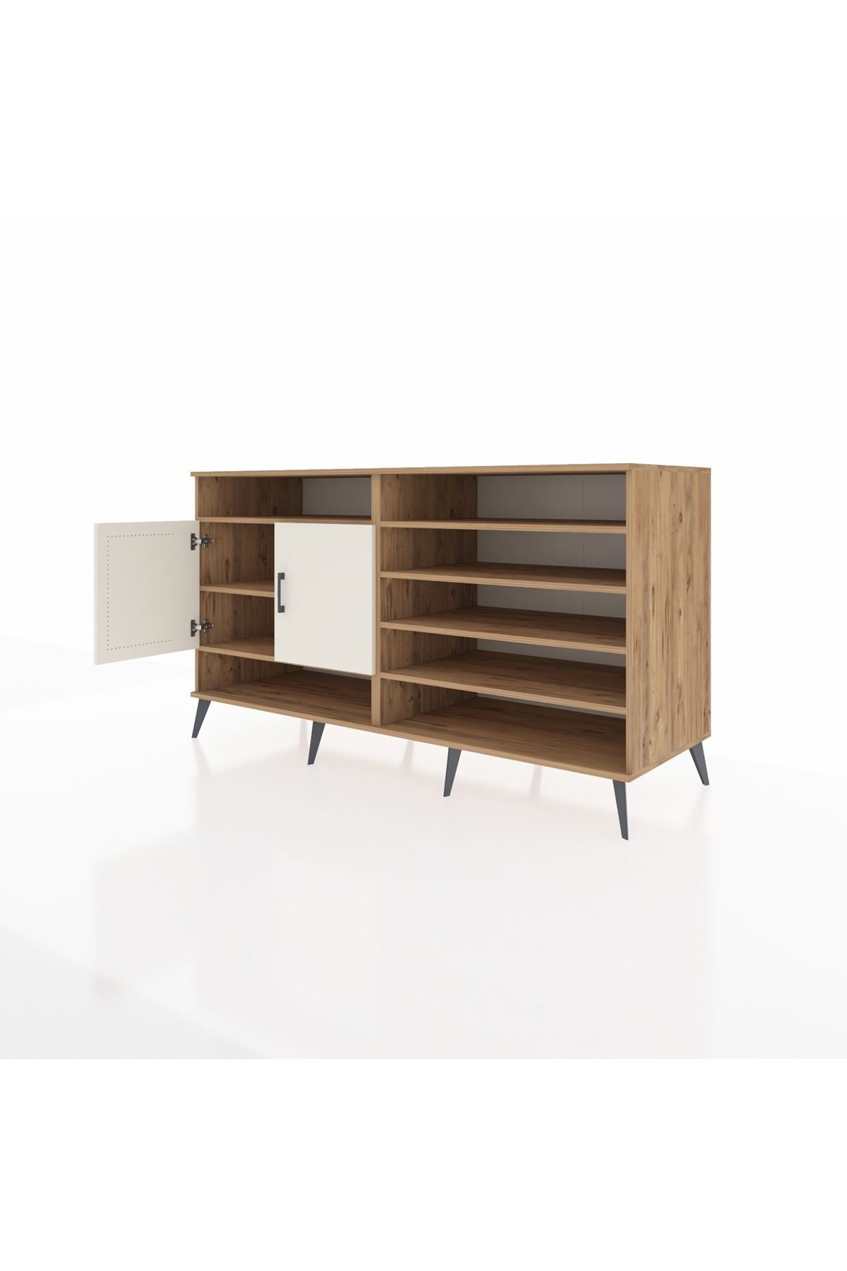 Kronos Konsol 7 Raflı 2 Kapaklı 176x59x99 Çam-Aytaşı/Antrasit