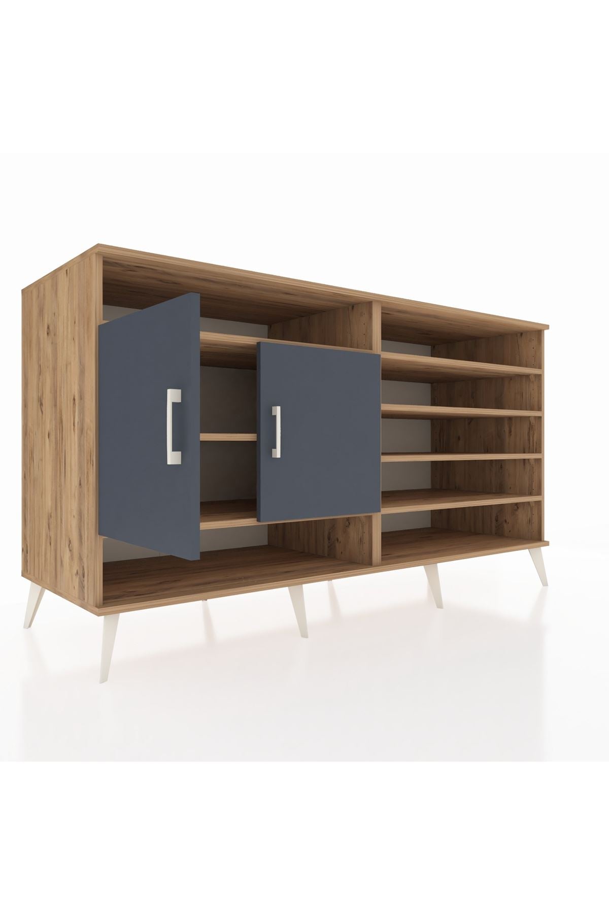 Kronos Konsol 7 Raflı 2 Kapaklı 176x59x99 Çam-Antrasit/Aytaşı