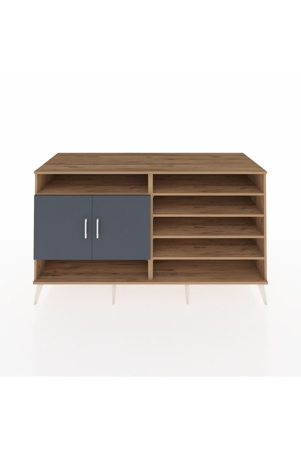 Kronos Konsol 7 Raflı 2 Kapaklı 176x59x99 Çam-Antrasit