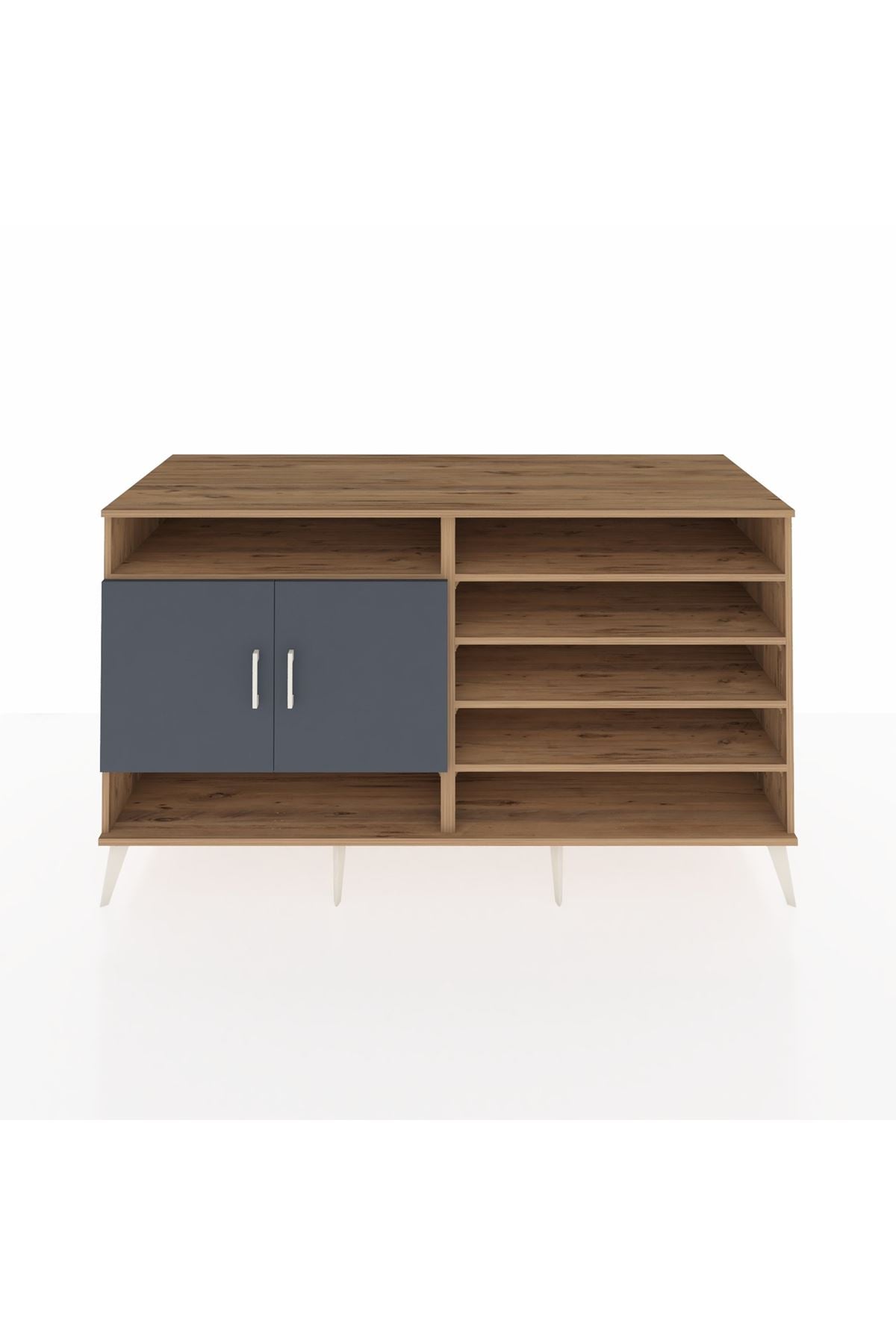 Kronos Konsol 7 Raflı 2 Kapaklı 176x59x99 Çam-Antrasit/Çam