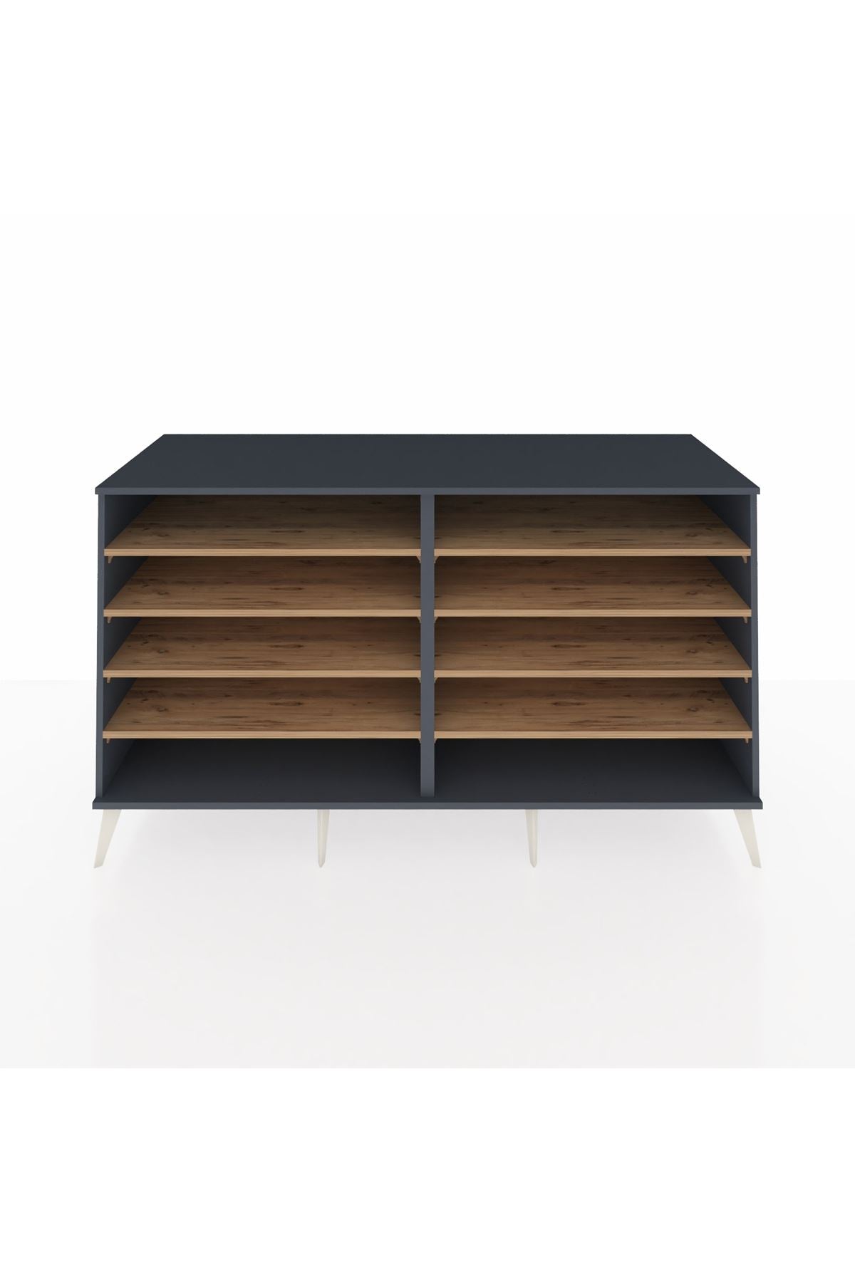 Kronos Konsol 8 Raflı 176x59x99 Antrasit-Antrasit/Çam