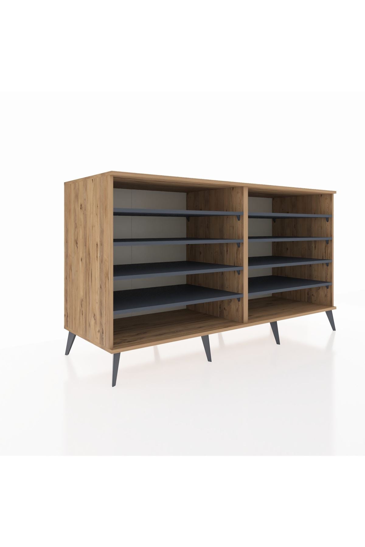 Kronos Konsol 8 Raflı 176x59x99 Çam-Çam/Antrasit
