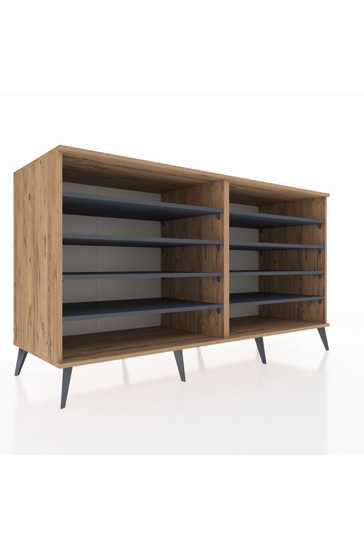 Kronos Konsol 8 Raflı 176x59x99 Çam-Çam/Antrasit