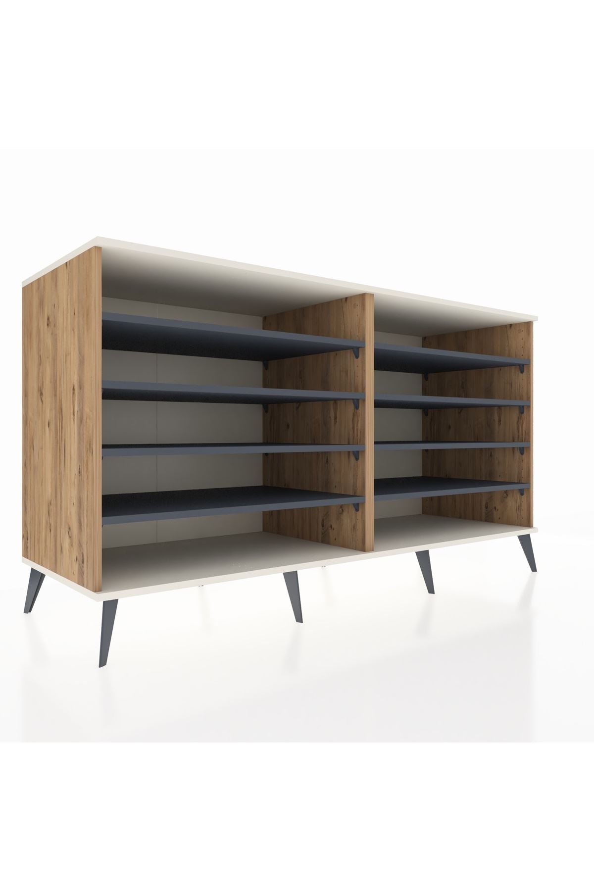 Kronos Konsol 8 Raflı 176x59x99 Çam-Aytaşı/Antrasit