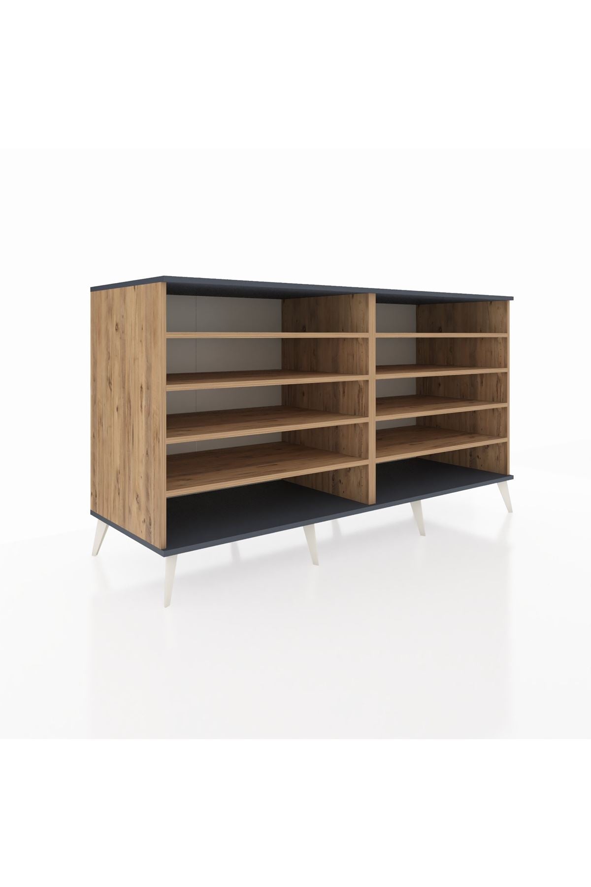 Kronos Konsol 8 Raflı 176x59x99 Çam-Antrasit/Çam