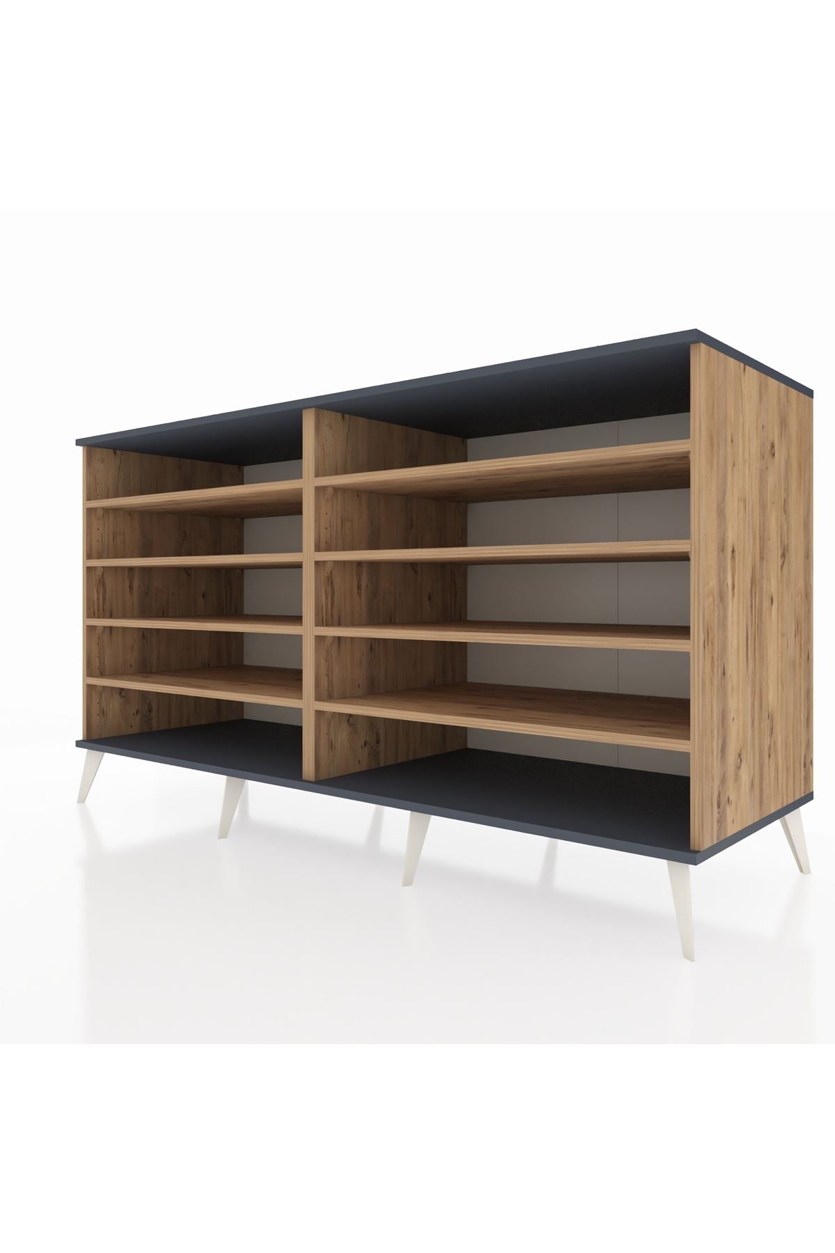 Kronos Konsol 8 Raflı 176x59x99 Çam-Antrasit/Çam