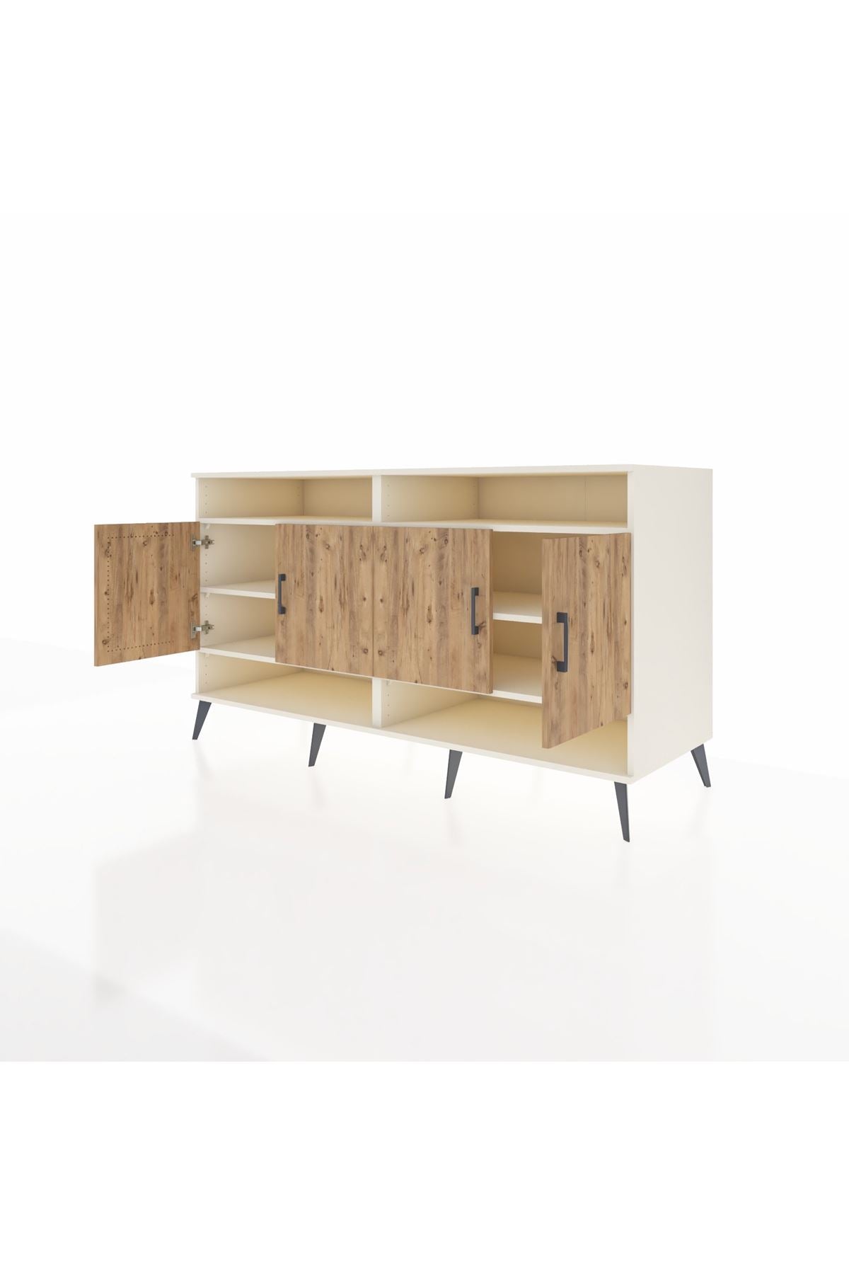 Kronos Konsol 6 Raflı 4 Kapaklı 176x59x99 Aytaşı-Çam/Antrasit