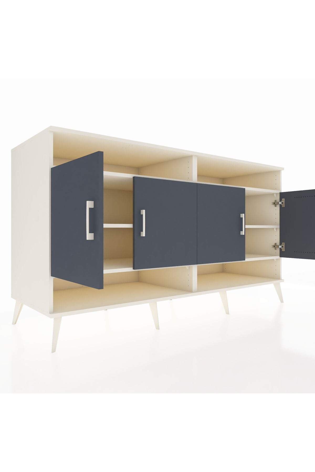 Kronos Konsol 6 Raflı 4 Kapaklı 176x59x99 Aytaşı-Antrasit