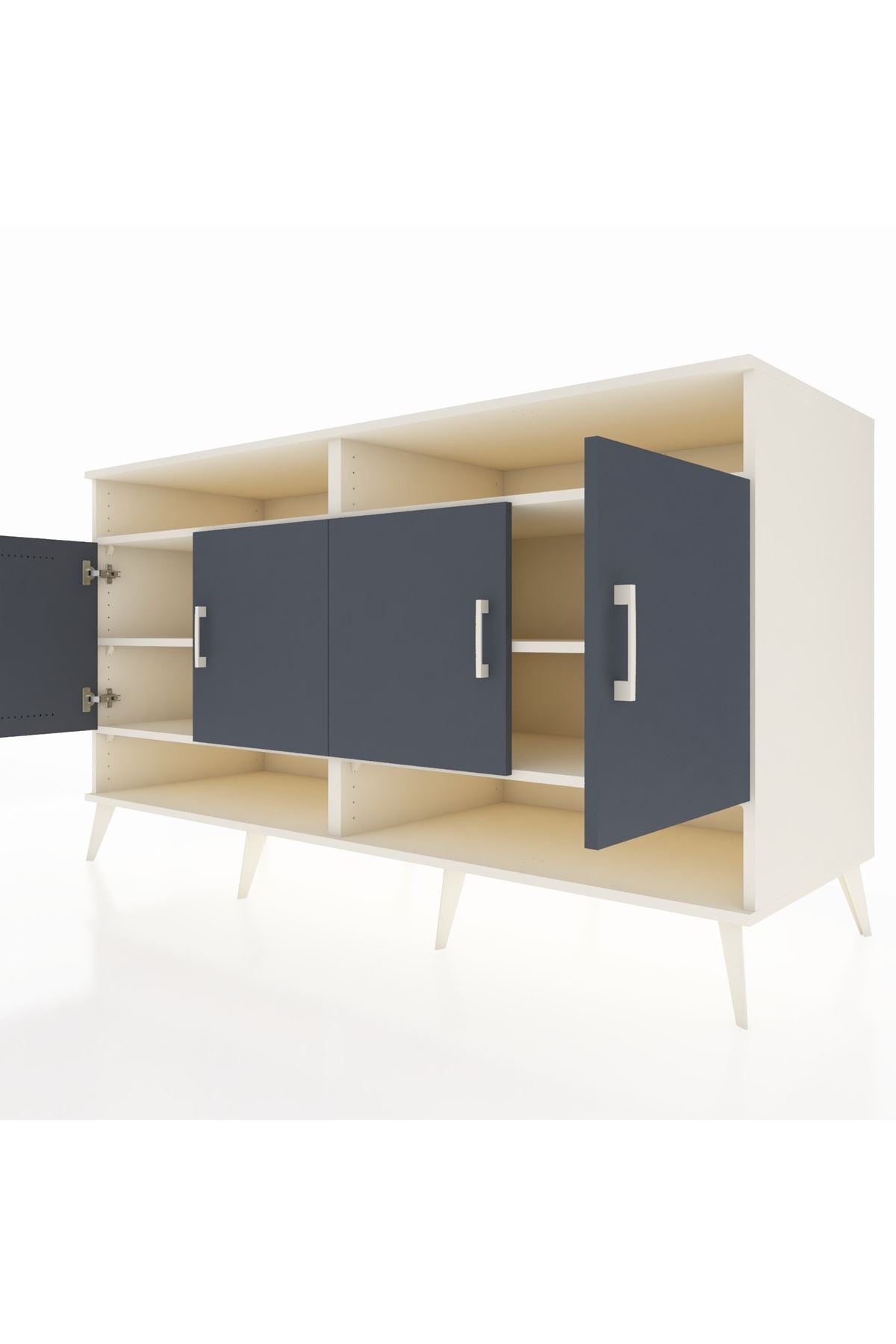 Kronos Konsol 6 Raflı 4 Kapaklı 176x59x99 Aytaşı-Antrasit/Çam