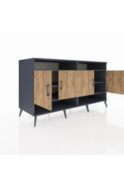 Kronos Konsol 6 Raflı 4 Kapaklı 176x59x99 Antrasit-Çam/Aytaşı