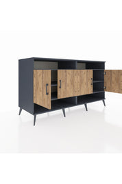 Kronos Konsol 6 Raflı 4 Kapaklı 176x59x99 Antrasit-Çam/Antrasit