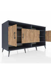 Kronos Konsol 6 Raflı 4 Kapaklı 176x59x99 Antrasit-Çam/Antrasit