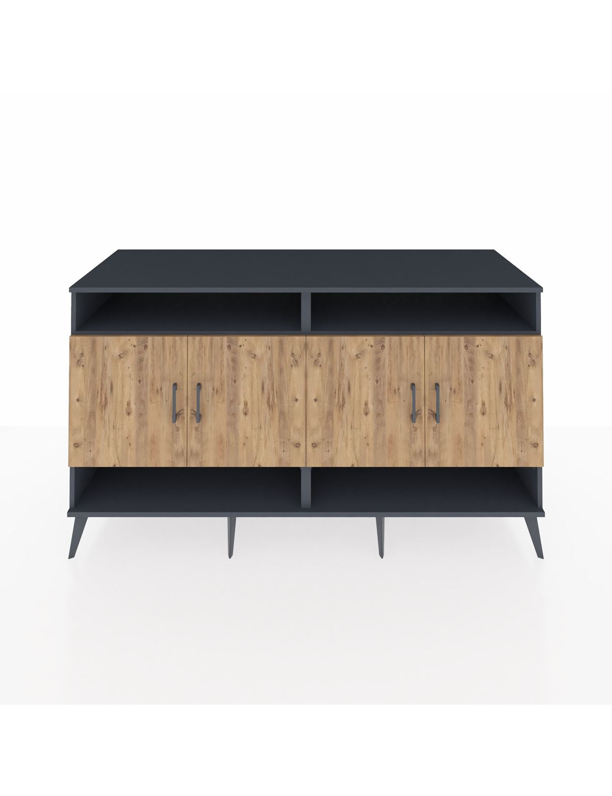 Kronos Konsol 6 Raflı 4 Kapaklı 176x59x99 Antrasit-Çam