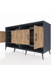 Kronos Konsol 6 Raflı 4 Kapaklı 176x59x99 Antrasit-Çam