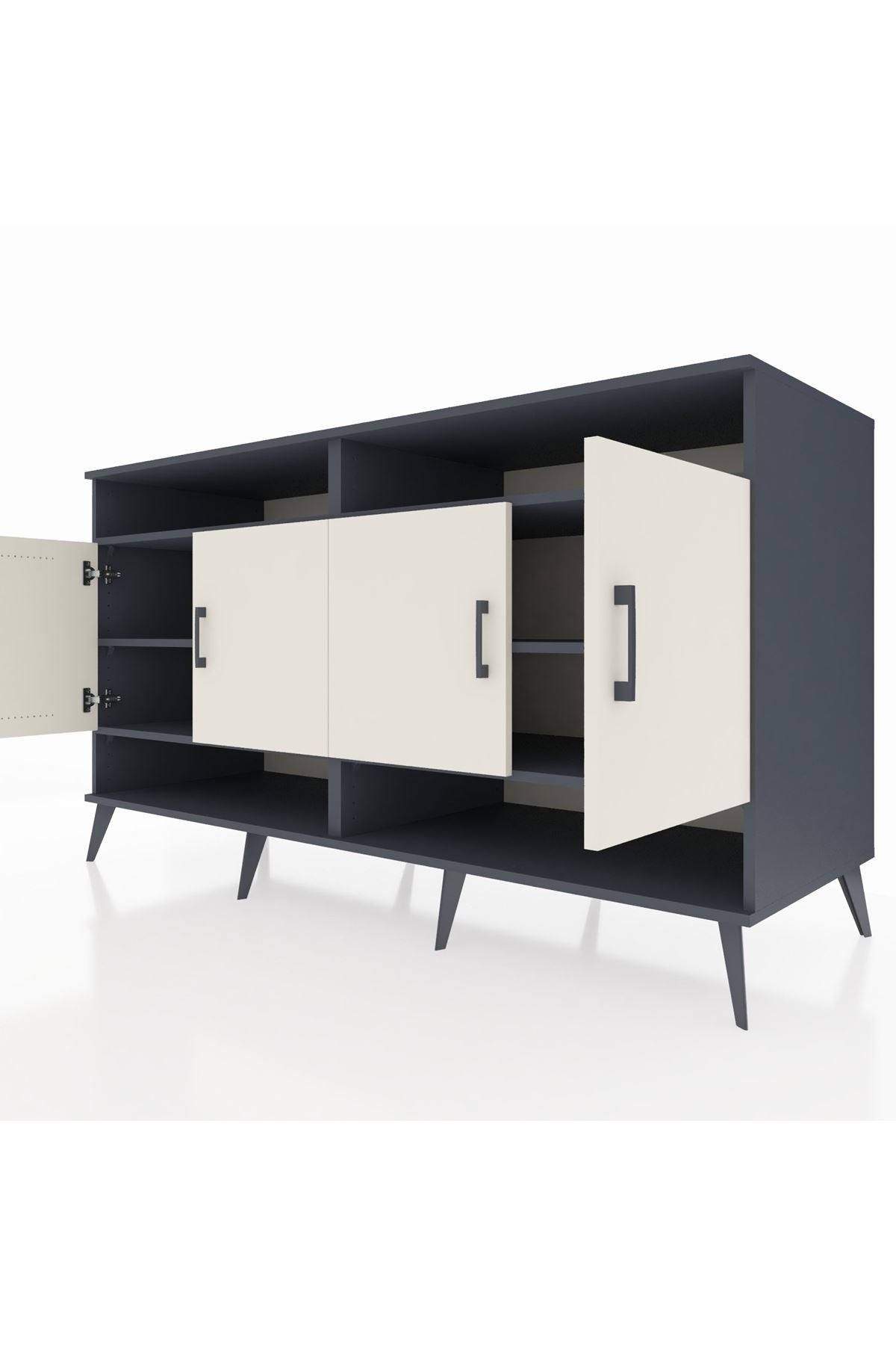 Kronos Konsol 6 Raflı 4 Kapaklı 176x59x99 Antrasit-Aytaşı