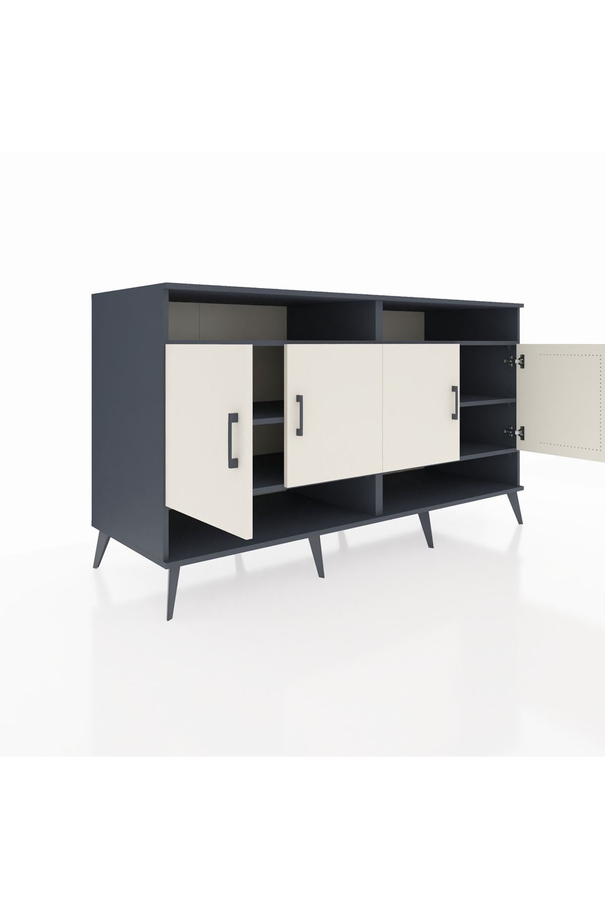 Kronos Konsol 6 Raflı 4 Kapaklı 176x59x99 Antrasit-Aytaşı