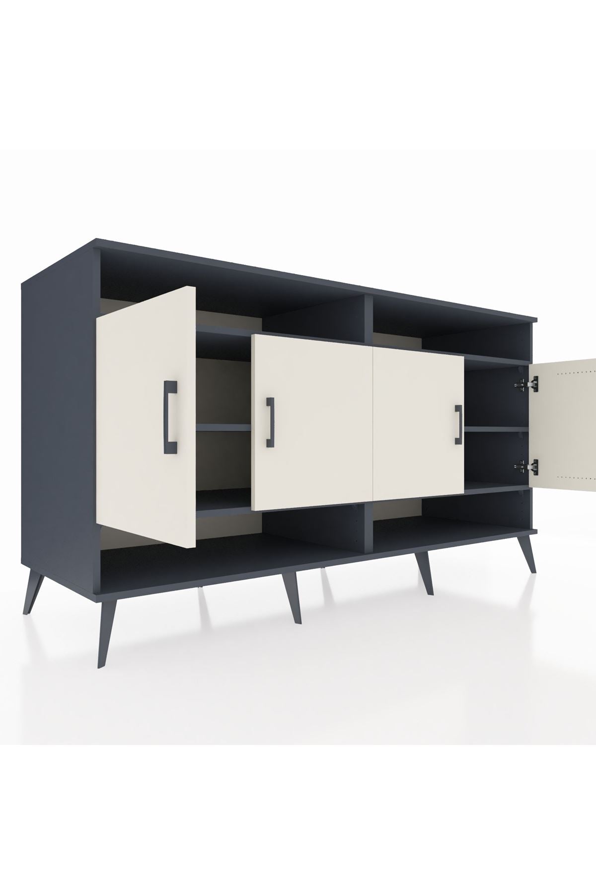 Kronos Konsol 6 Raflı 4 Kapaklı 176x59x99 Antrasit-Aytaşı