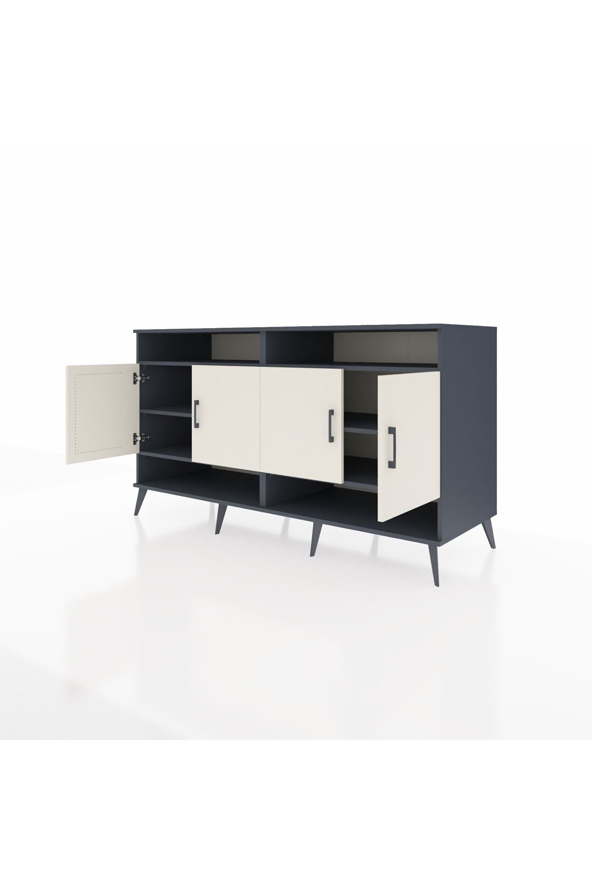 Kronos Konsol 6 Raflı 4 Kapaklı 176x59x99 Antrasit-Aytaşı/Antrasit