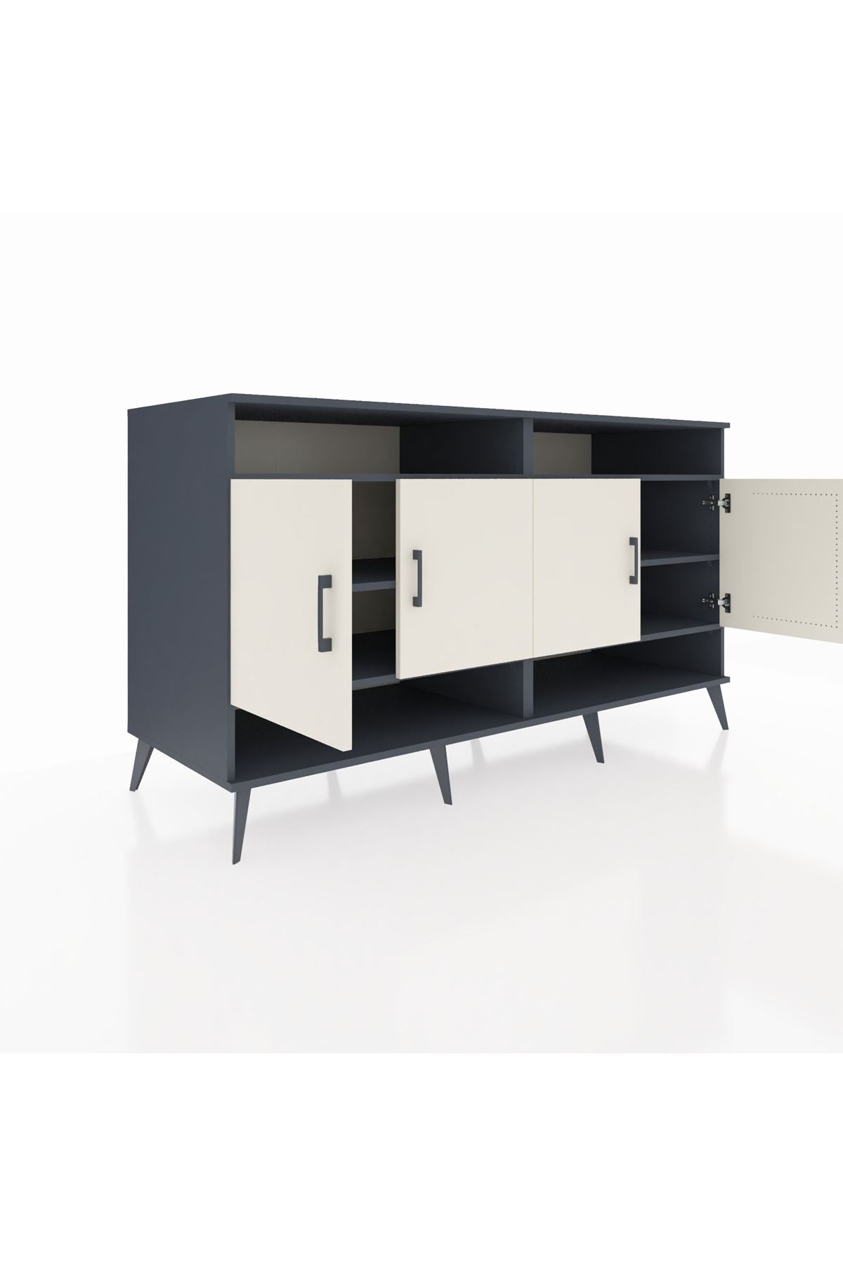 Kronos Konsol 6 Raflı 4 Kapaklı 176x59x99 Antrasit-Aytaşı/Çam