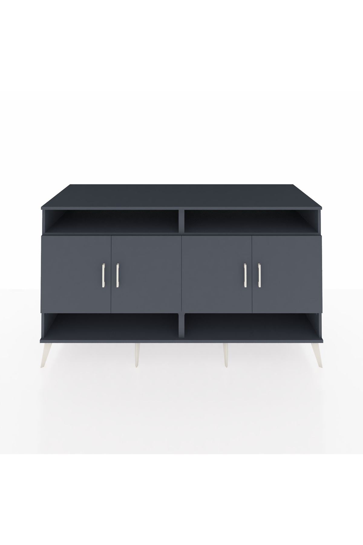 Kronos Konsol 6 Raflı 4 Kapaklı 176x59x99 Antrasit-Antrasit/Aytaşı