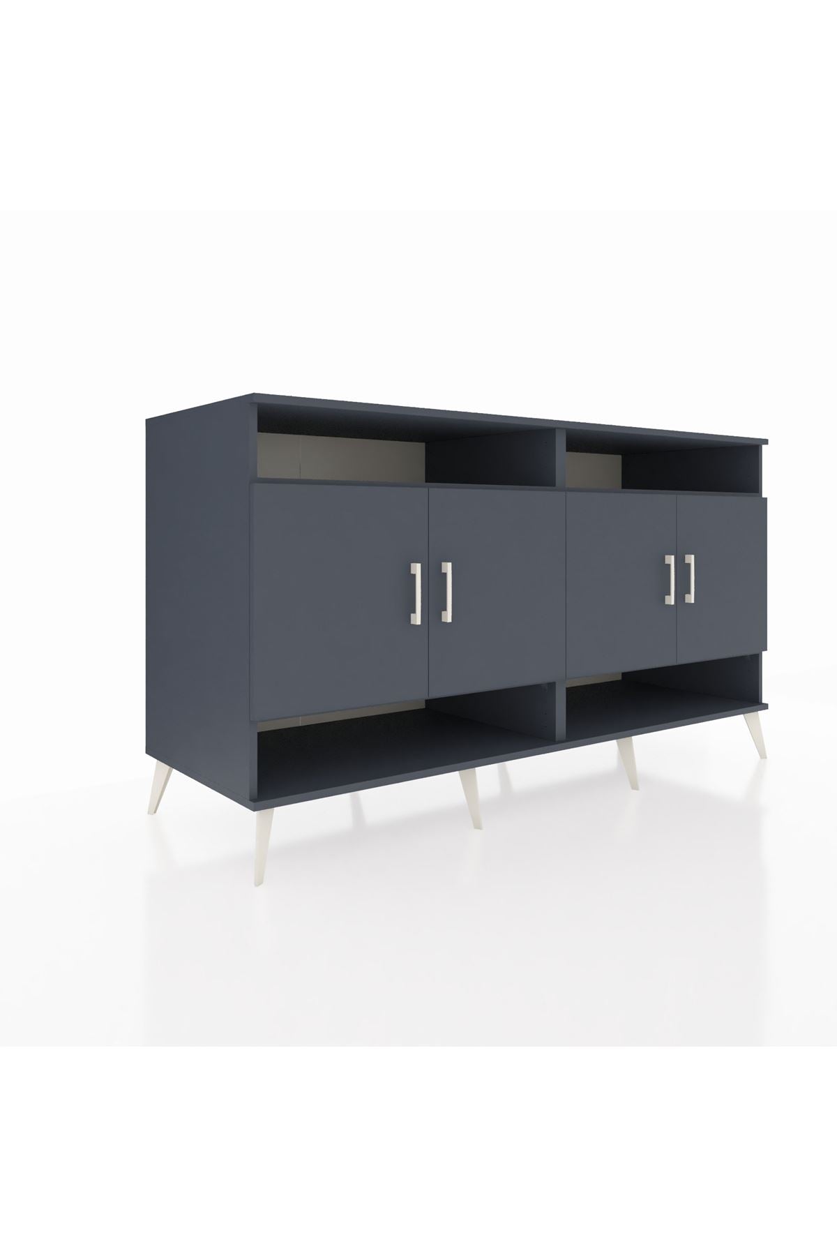 Kronos Konsol 6 Raflı 4 Kapaklı 176x59x99 Antrasit-Antrasit/Aytaşı