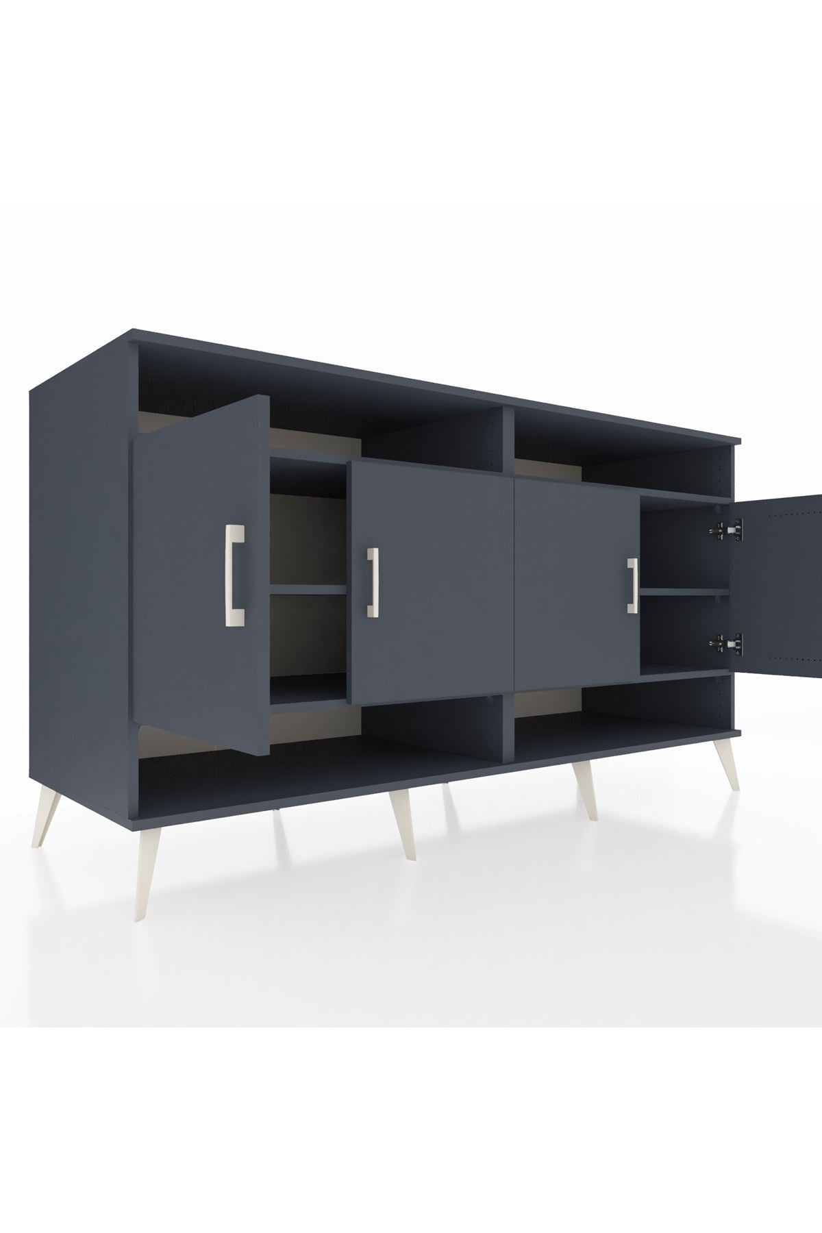 Kronos Konsol 6 Raflı 4 Kapaklı 176x59x99 Antrasit-Antrasit/Aytaşı