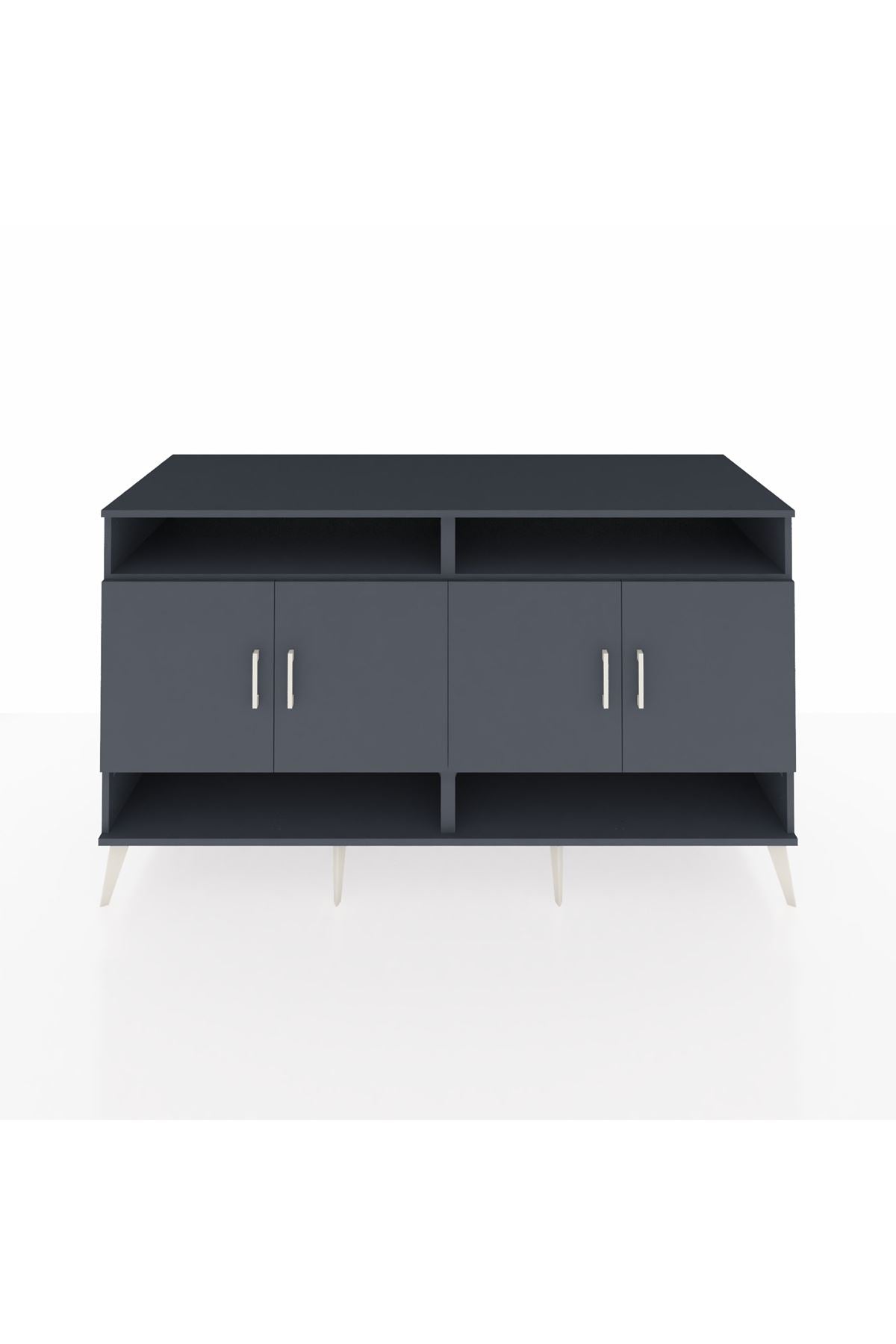 Kronos Konsol 6 Raflı 4 Kapaklı 176x59x99 Antrasit-Antrasit