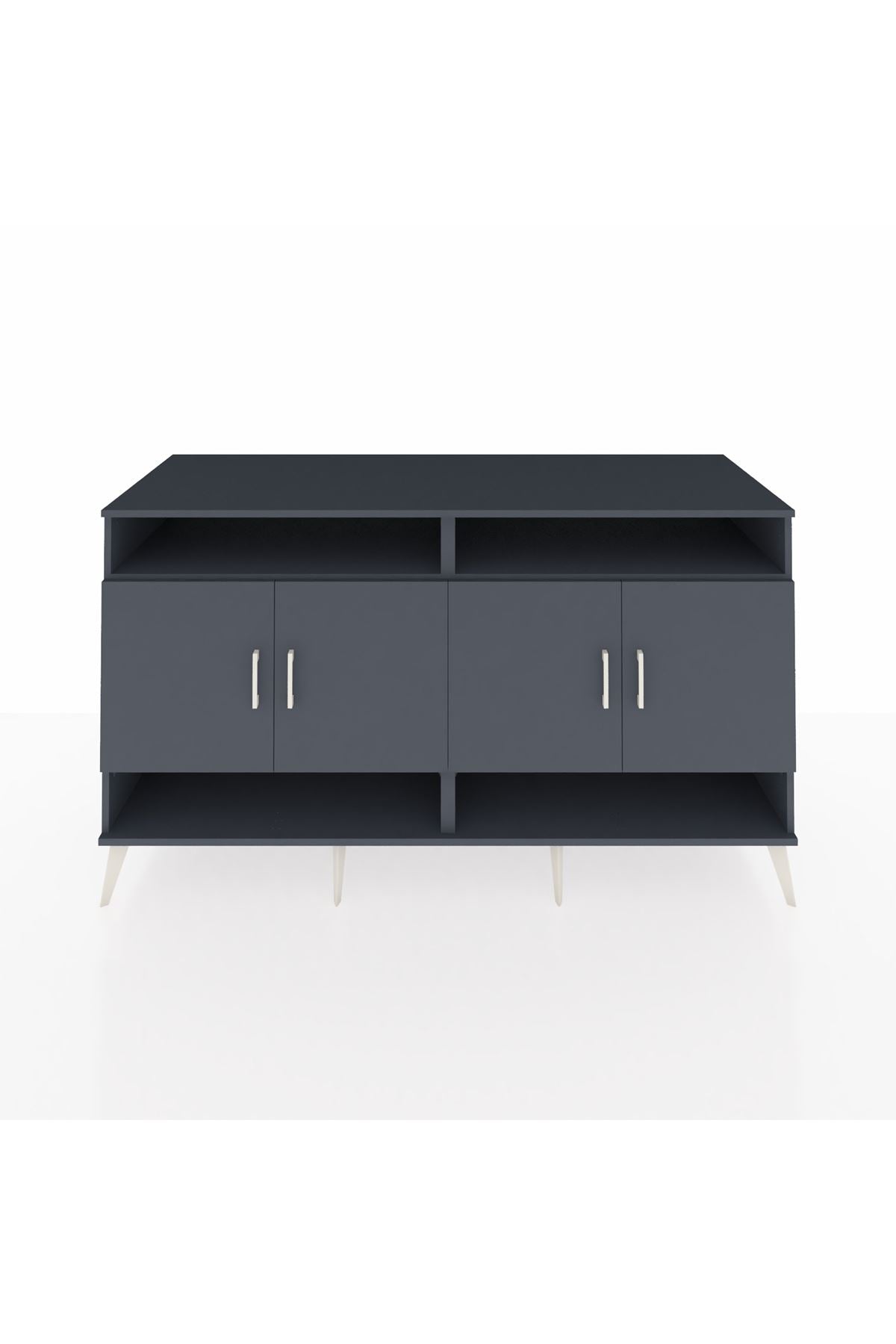 Kronos Konsol 6 Raflı 4 Kapaklı 176x59x99 Antrasit-Antrasit/Çam