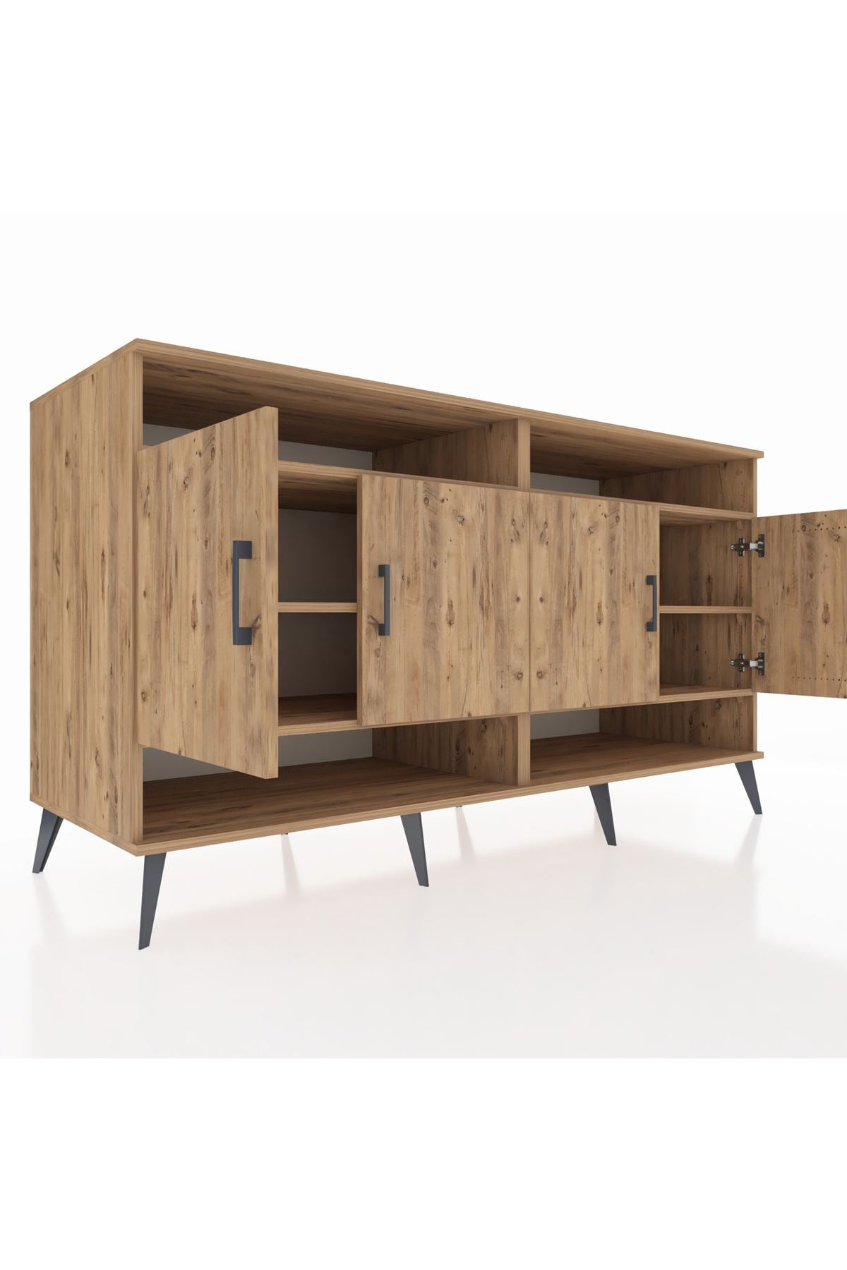 Kronos Konsol 6 Raflı 4 Kapaklı 176x59x99 Çam-Çam/Aytaşı