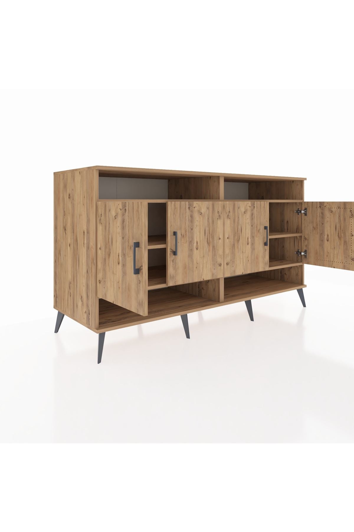 Kronos Konsol 6 Raflı 4 Kapaklı 176x59x99 Çam-Çam/Aytaşı