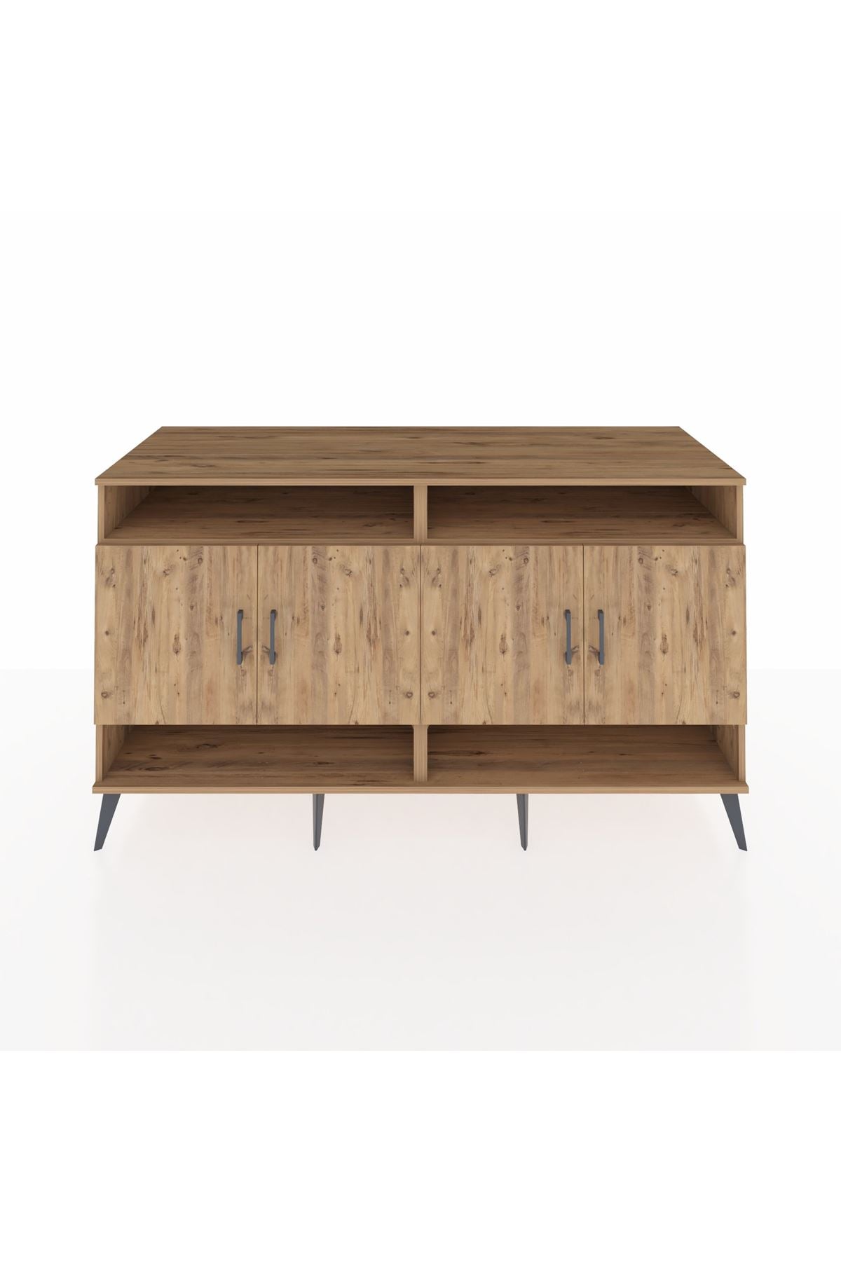 Kronos Konsol 6 Raflı 4 Kapaklı 176x59x99 Çam-Çam/Antrasit