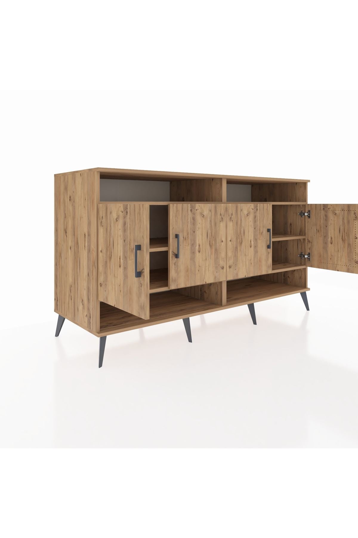 Kronos Konsol 6 Raflı 4 Kapaklı 176x59x99 Çam-Çam