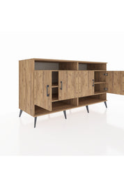 Kronos Konsol 6 Raflı 4 Kapaklı 176x59x99 Çam-Çam