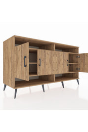 Kronos Konsol 6 Raflı 4 Kapaklı 176x59x99 Çam-Çam