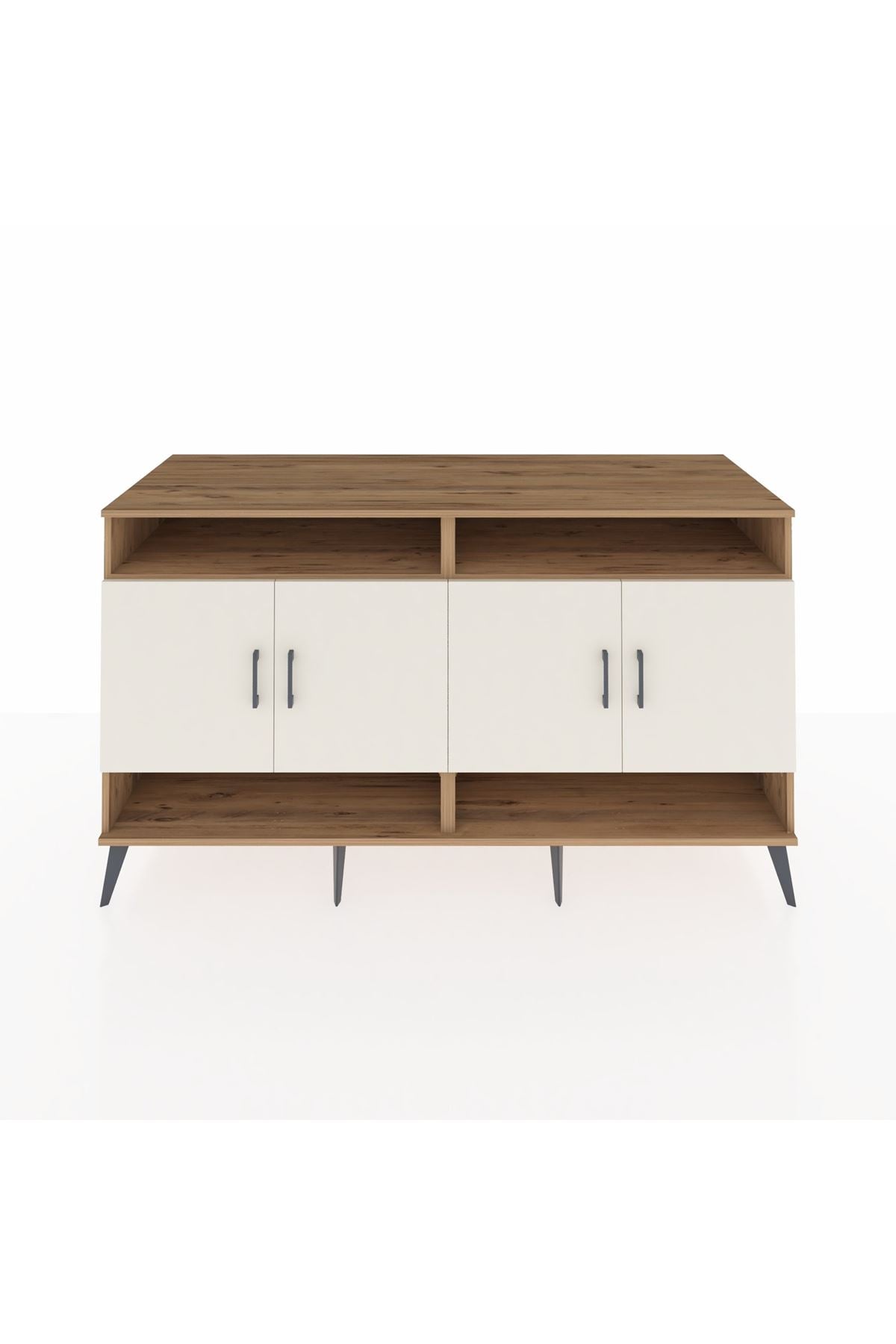 Kronos Konsol 6 Raflı 4 Kapaklı 176x59x99 Çam-Aytaşı/Antrasit