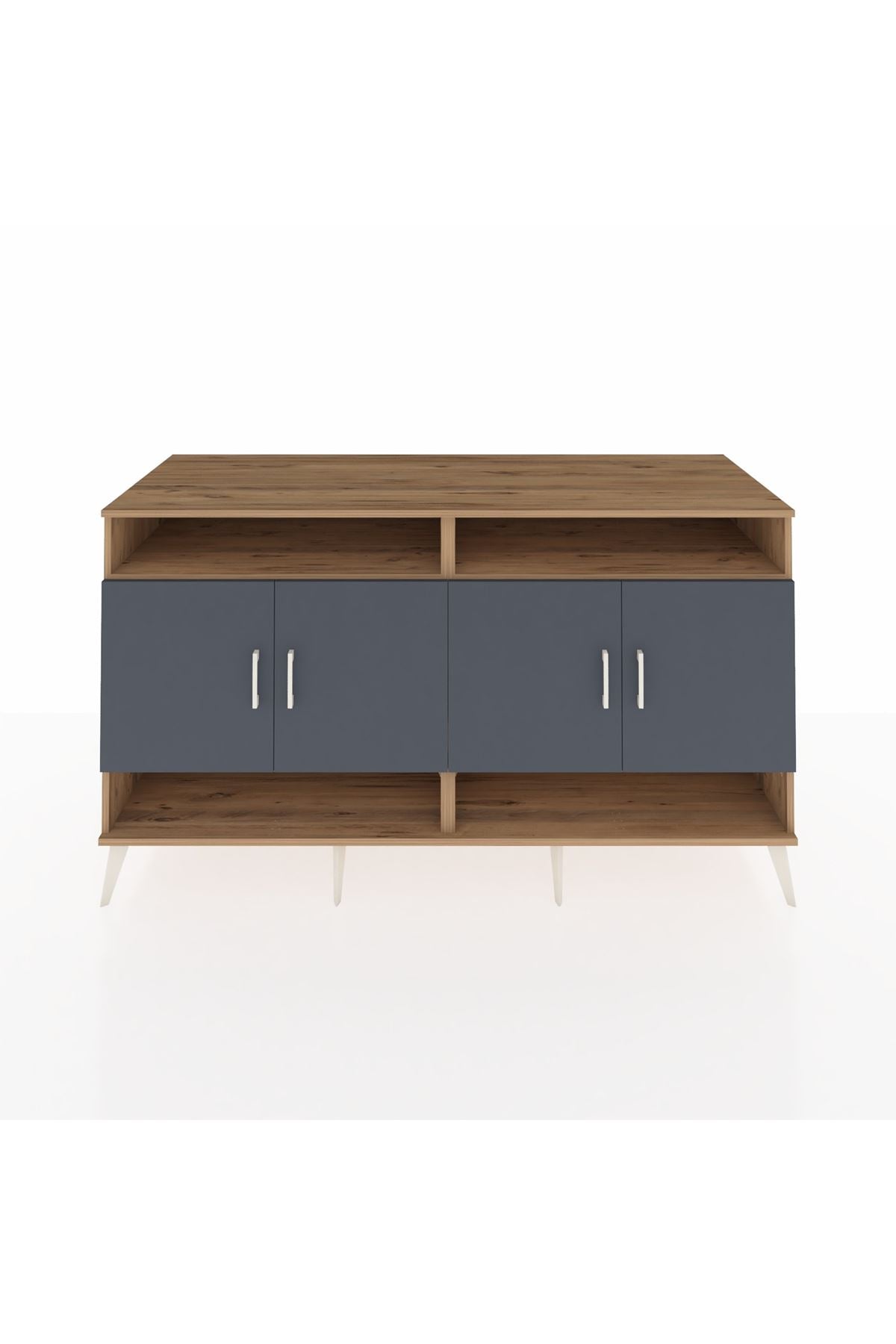 Kronos Konsol 6 Raflı 4 Kapaklı 176x59x99 Çam-Antrasit