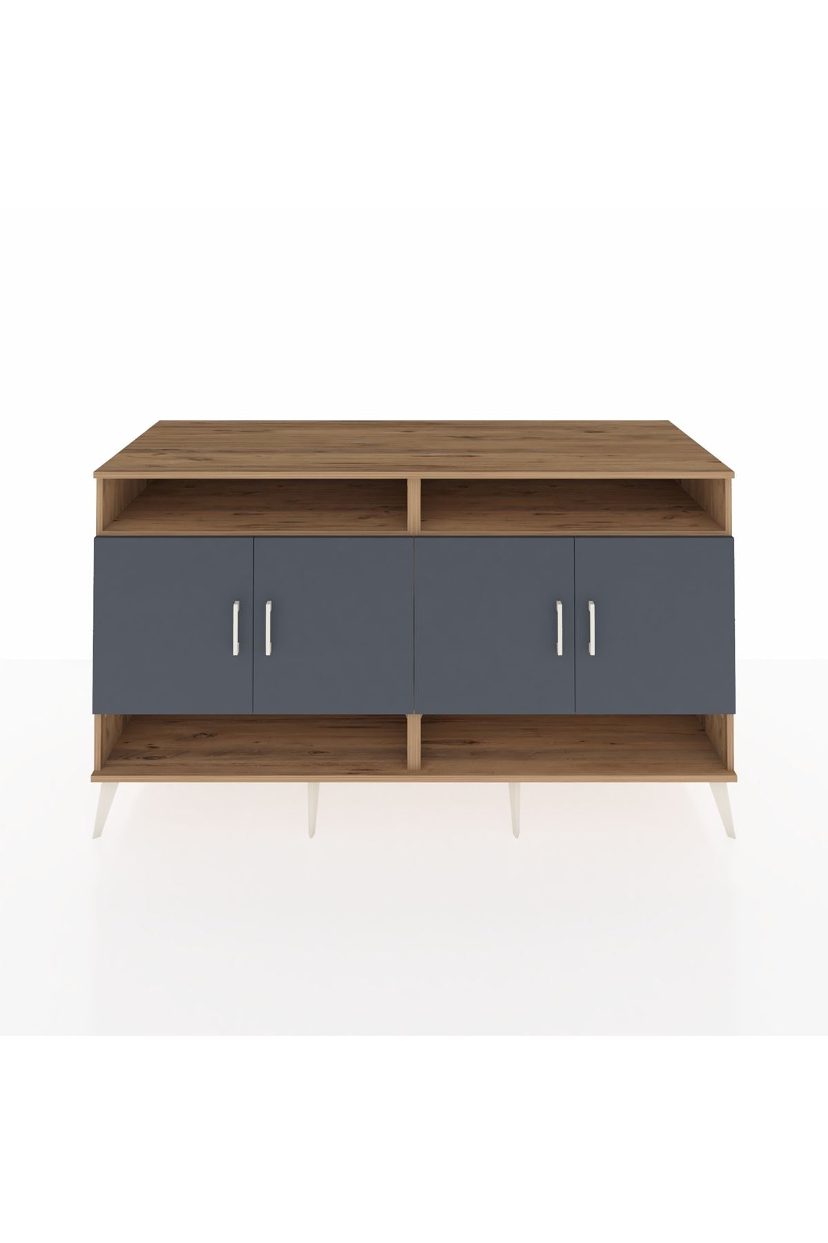 Kronos Konsol 6 Raflı 4 Kapaklı 176x59x99 Çam-Antrasit/Çam