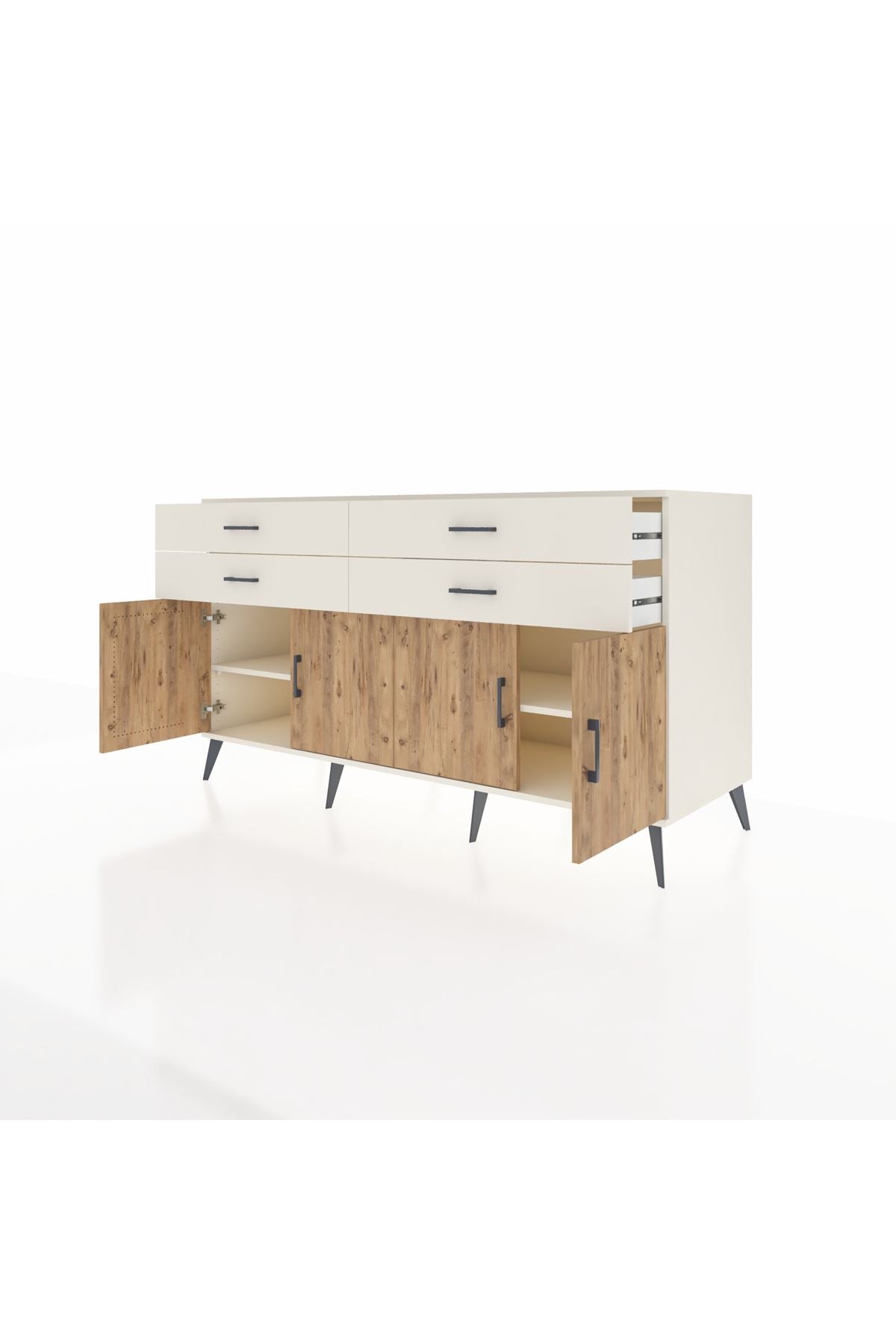 Kronos Konsol 2 Raflı 4 Çekmeceli 8 Kapaklı 176x59x99 Aytaşı-Çam/Aytaşı