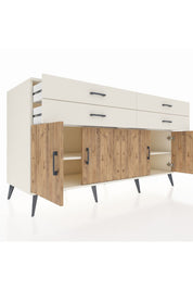 Kronos Konsol 2 Raflı 4 Çekmeceli 8 Kapaklı 176x59x99 Aytaşı-Çam/Aytaşı