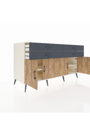 Kronos Konsol 2 Raflı 4 Çekmeceli 8 Kapaklı 176x59x99 Aytaşı-Çam/Antrasit