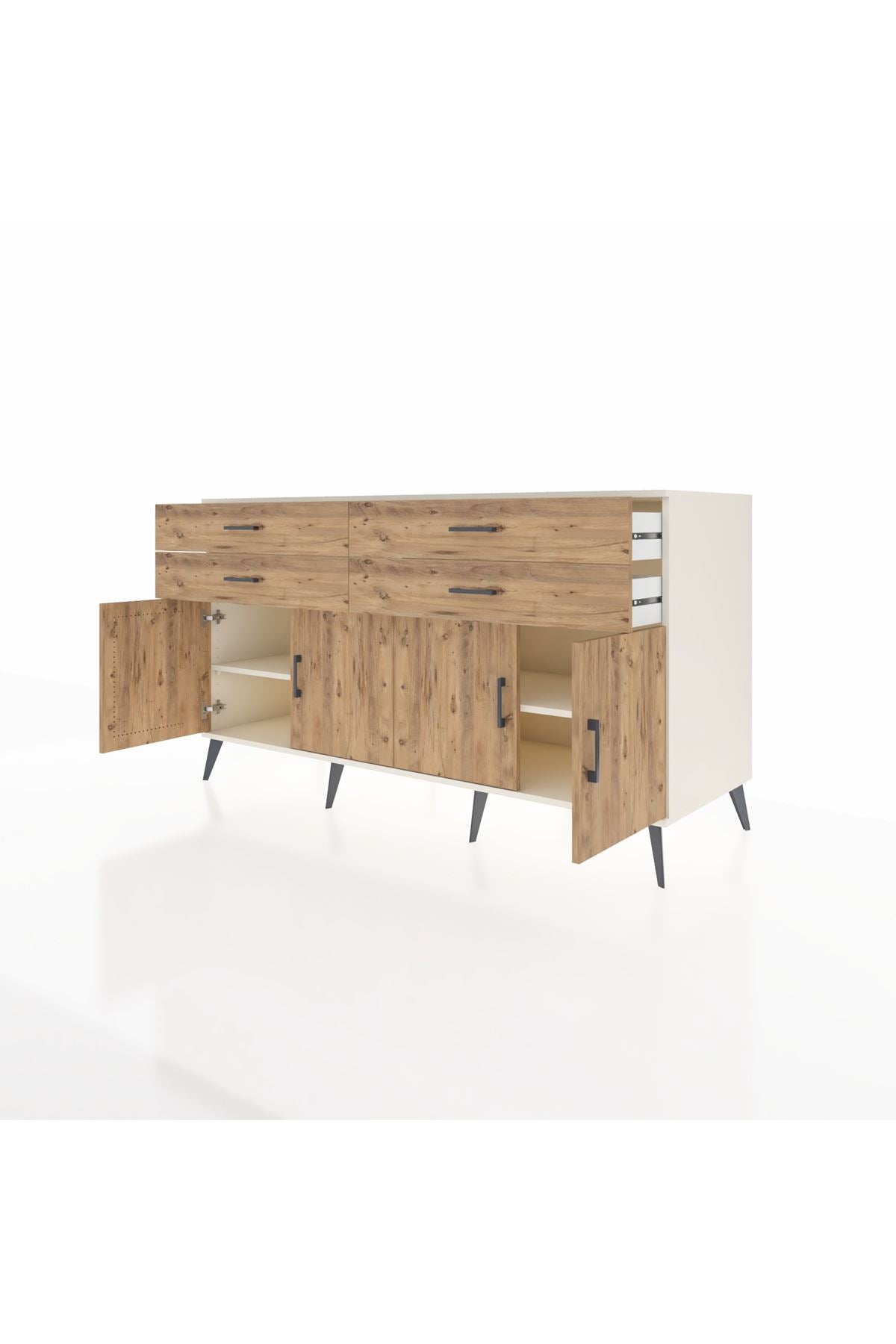 Kronos Konsol 2 Raflı 4 Çekmeceli 8 Kapaklı 176x59x99 Aytaşı-Çam