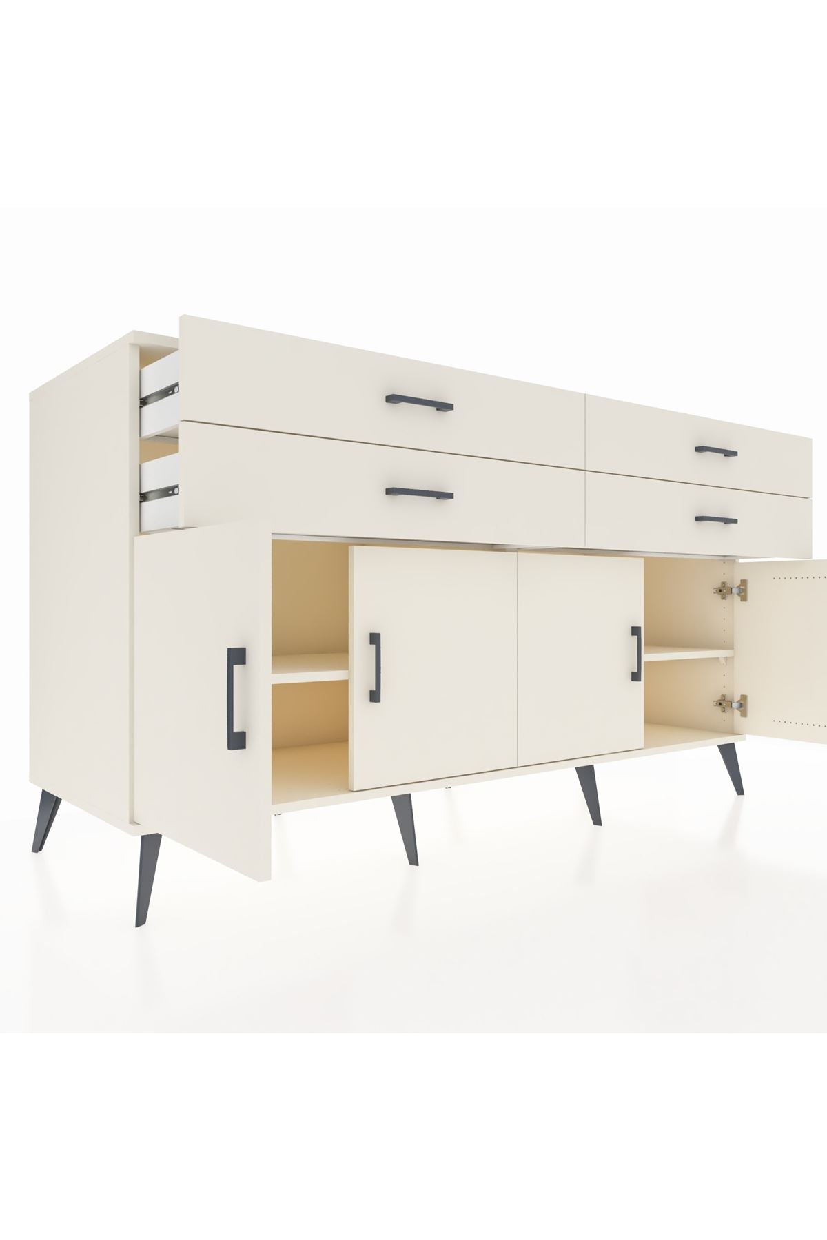 Kronos Konsol 2 Raflı 4 Çekmeceli 8 Kapaklı 176x59x99 Aytaşı-Aytaşı