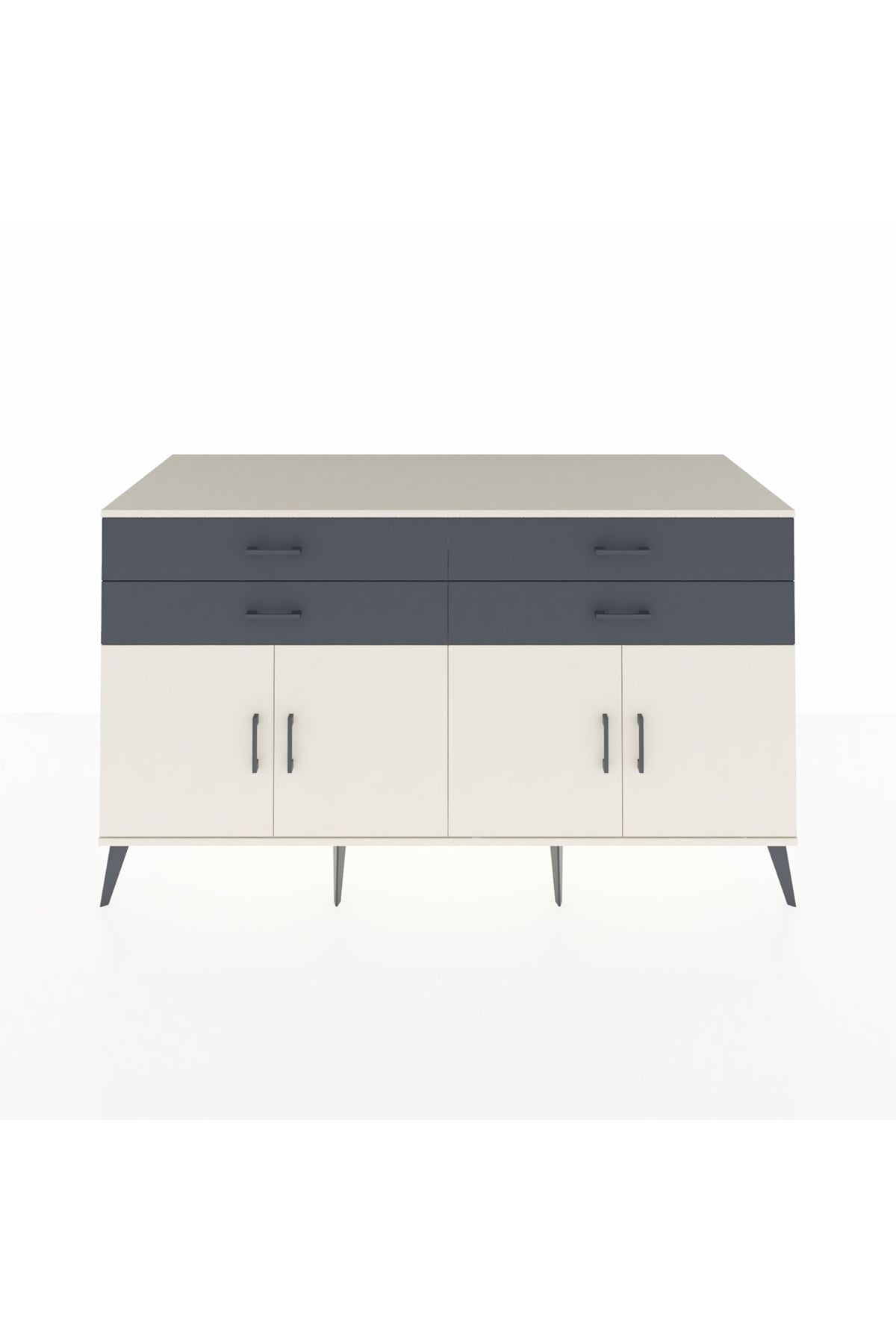 Kronos Konsol 2 Raflı 4 Çekmeceli 8 Kapaklı 176x59x99 Aytaşı-Aytaşı/Antrasit